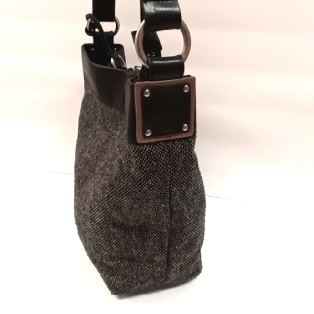 ELLINGTON Wool Tweed & Italian Leather Shoulder Tote Bag